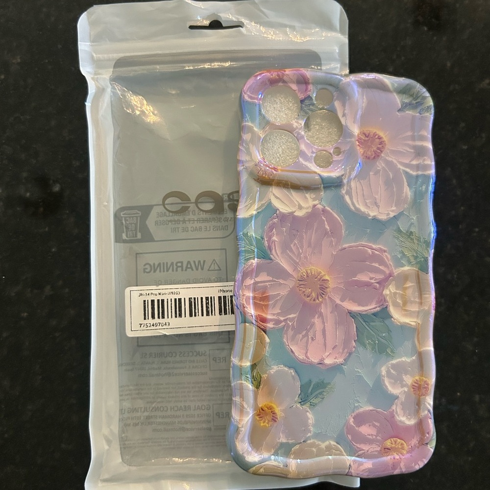 Floral Phone Case for iPhone - Blue and Pink - iPhone 14 Pro Max